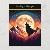 Wolf Howl onder maanlicht Briefkaart (Voorkant)