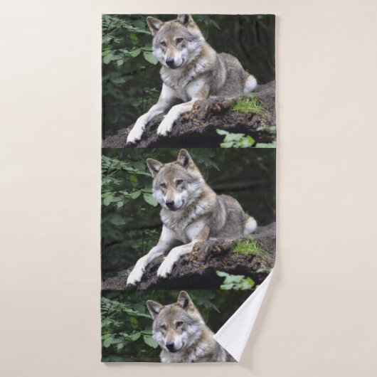 Wolf Howl Vie sauvage Arbres animaux Destiny Desti (Serviette de bain)