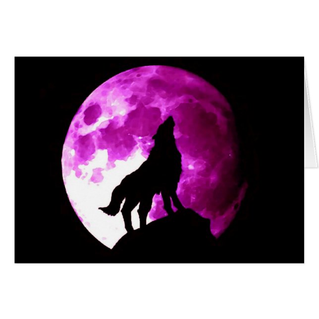 Wolf Howling à Moon (Devant horizontal)