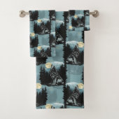 Wolf Howling À Moon Design Motif (En situation)