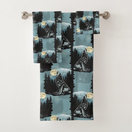 Wolf Howling À Moon Design Motif (En situation)