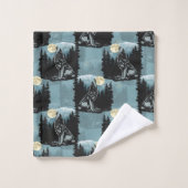 Wolf Howling À Moon Design Motif (Gant de toilette)