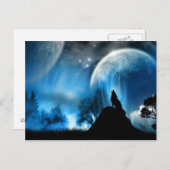 Wolf Howling aan Briefkaart van 2 Moons (Voorkant / Achterkant)