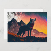 Wolf Howling Art Briefkaart (Voorkant / Achterkant)