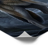 Wolf Howling at Full Moon with Lightning Storm Poster (Hoek)