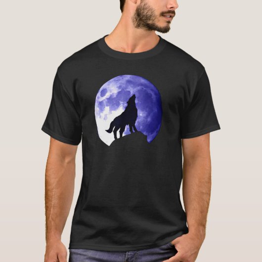 Wolf Howling at Moon T-shirt (Voorkant)