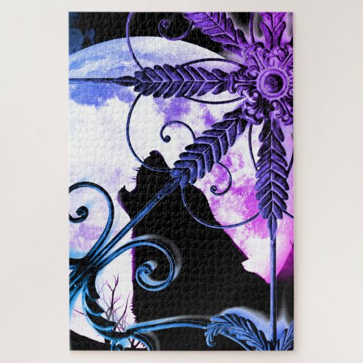 Wolf Howling at the Moon Legpuzzel (Verticaal)