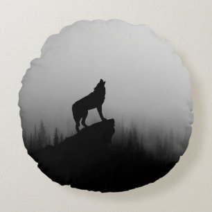 Wolf howling at the moon rond kussen