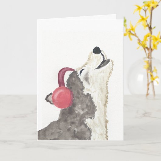 Wolf Howling Avec Casque Carte Anniversaire (Fleur jaune)