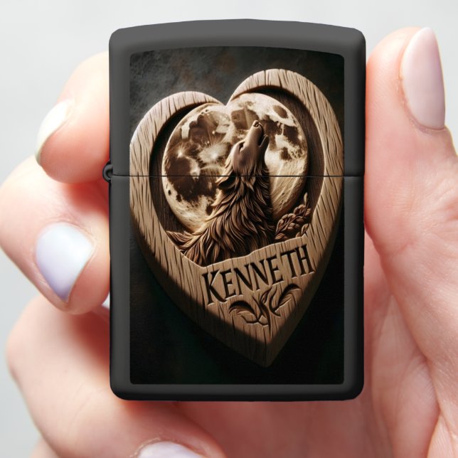 Wolf Howling bij de maan (In Hand)