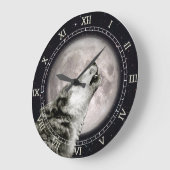 Wolf Howling bij de maan, Iconisch, Wolf Art, Goth Grote Klok (Hoek)