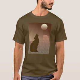 Wolf Howling bij de maan in Brown en Tan T-shirt