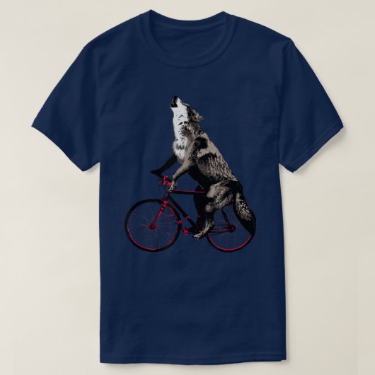 Wolf Howling bij de maan op een fiets T-shirt - Ir (Design voorkant)