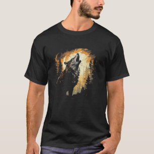 Wolf Howling Bij De Maan Waterverf Vrouwen Alaska T-shirt
