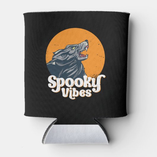 Wolf Howling bij de maonspoky Vibes Halloween Blikjeskoeler (Voorkant)
