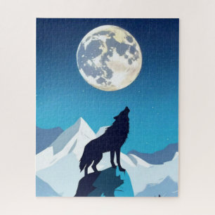 Wolf Howling bij de Volledige maan Legpuzzel