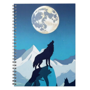Wolf Howling bij de Volledige maan Notitieboek