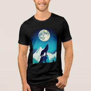 Wolf Howling bij de Volledige maan Tri-Blend Shirt