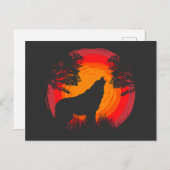 Wolf Howling bij de zon Briefkaart (Voorkant / Achterkant)