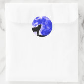 Wolf Howling bij Moon Blue Night Ronde Sticker (Tas)