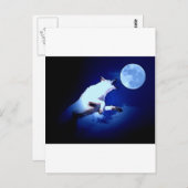 Wolf Howling bij Moon Briefkaart (Voorkant / Achterkant)