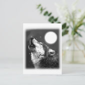 Wolf Howling bij Moon Briefkaart (Staand voorkant)