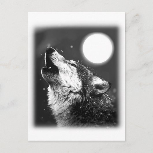 Wolf Howling bij Moon Briefkaart (Voorkant)