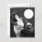 Wolf Howling bij Moon Briefkaart (Voorkant / Achterkant)