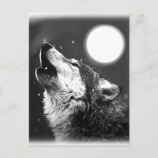 Wolf Howling bij Moon Briefkaart (Voorkant)