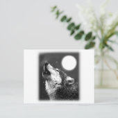 Wolf Howling bij Moon Briefkaart (Staand voorkant)
