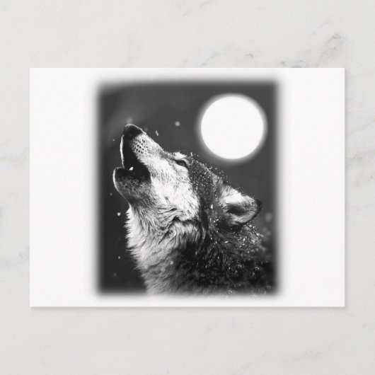 Wolf Howling bij Moon Briefkaart (Voorkant)