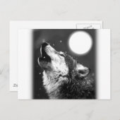 Wolf Howling bij Moon Briefkaart (Voorkant / Achterkant)