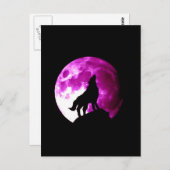 Wolf Howling bij Moon Briefkaart (Voorkant / Achterkant)