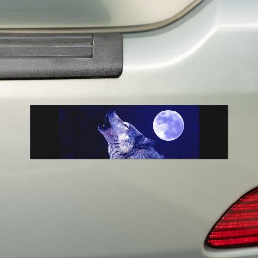 Wolf Howling bij Moon Bumpersticker (Op auto)