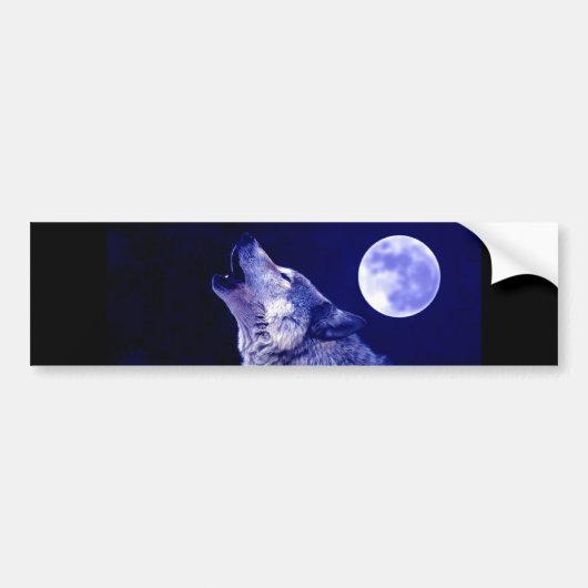 Wolf Howling bij Moon Bumpersticker (Voorkant)