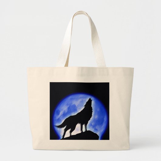 Wolf Howling bij Moon Grote Tote Bag (Voorkant)