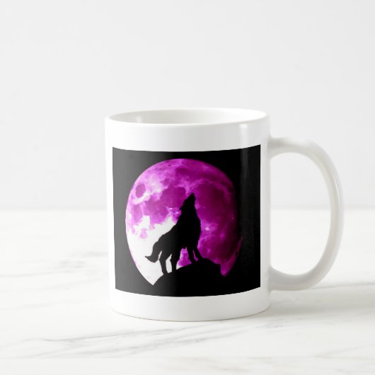 Wolf Howling bij Moon Koffiemok (Rechts)