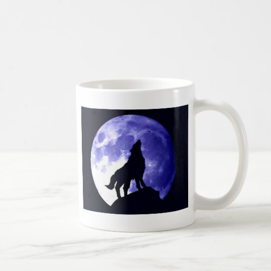 Wolf Howling bij Moon Koffiemok (Rechts)