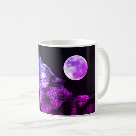 Wolf Howling bij Moon Koffiemok (Voorkant rechts)