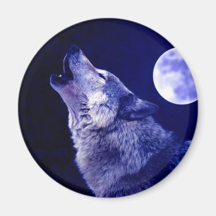 Wolf Howling bij Moon Magneet