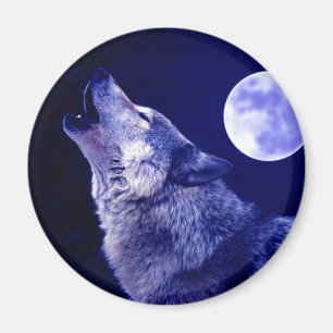 Wolf Howling bij Moon Magneet