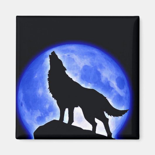 Wolf Howling bij Moon Magneet (Voorkant)