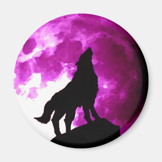 Wolf Howling bij Moon Magneet (Voorkant)