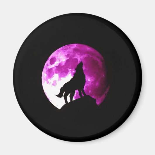Wolf Howling bij Moon Magneet (Voorkant)