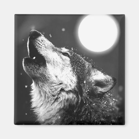 Wolf Howling bij Moon Magneet (Voorkant)