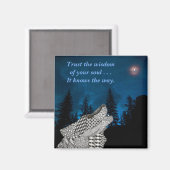 Wolf Howling bij Moon Magnet Magneet (Voorkant / Achterkant)