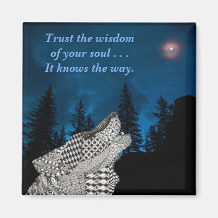 Wolf Howling bij Moon Magnet Magneet