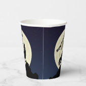 Wolf Howling bij Moon Midnight Blue Papieren Bekers (Rechts)
