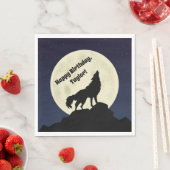 Wolf Howling bij Moon Midnight Blue Servet (Insitu)