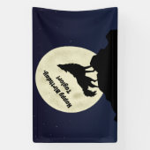 Wolf Howling bij Moon Midnight Blue Spandoek (Verticaal)